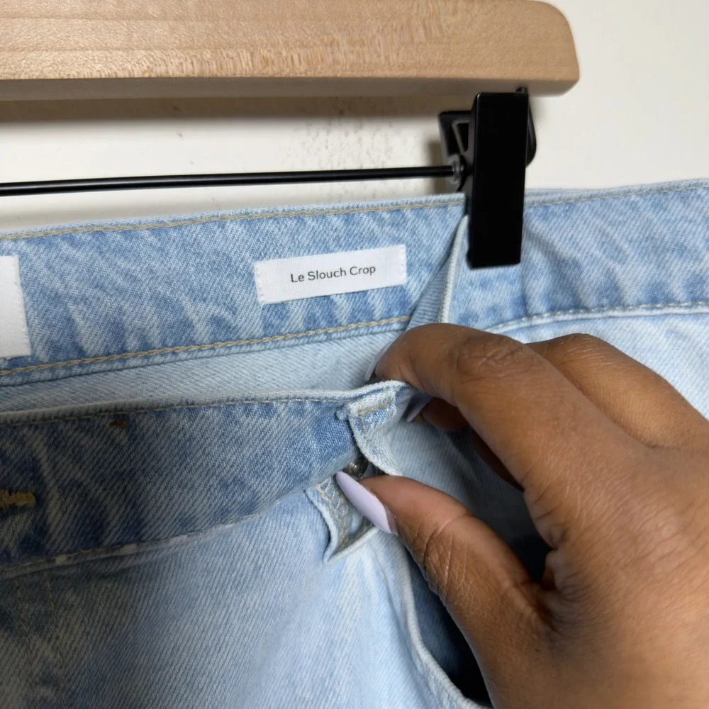 Frame Women Le Slouch Crop Jeans 33" Two Tone Light Wash‎ Button Fly Western - Picture 3 of 13